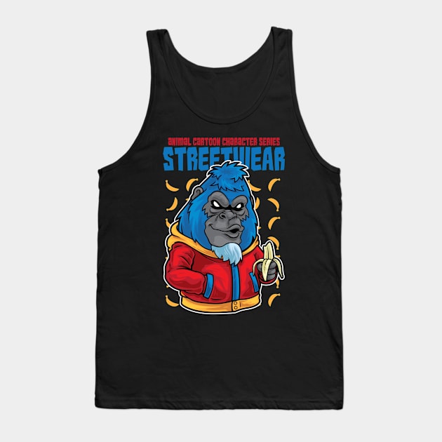 Gorilla Urban Cartoon Illustration Tank Top by dailycreativo